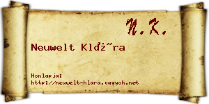 Neuwelt Klára névjegykártya